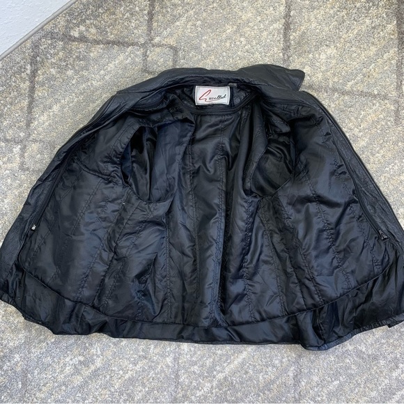Excelled Womens black leather moto jacket full zip size XL bikercore - Picture 7 of 12